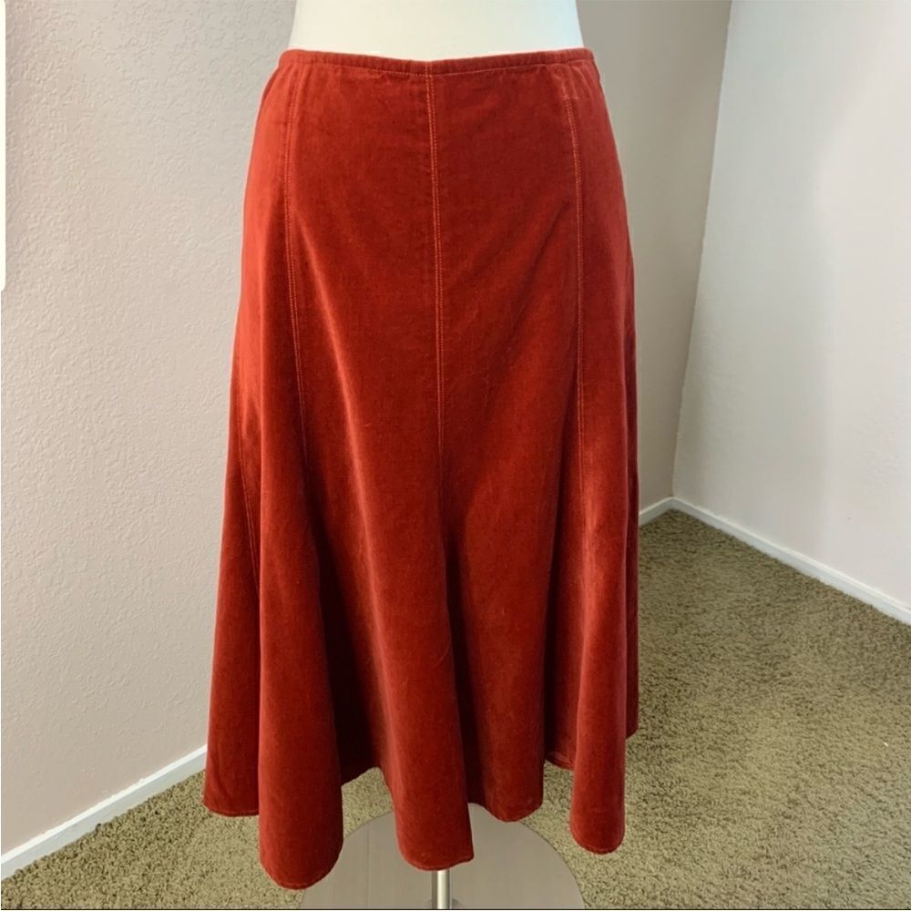 Sundance Orange Velvet Boho Skirt Feminine Contemporary Event Festival - Picture 3 of 11
